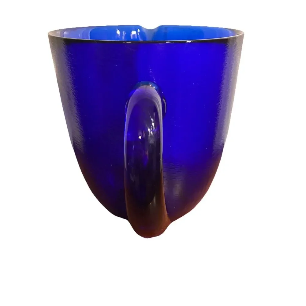 Vintage Cobalt Blue Textured Batter Bowl With Lip. 7” High 6” Across. Excellent